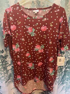 Lularoe Women’s Perfect T XXS Red Roses And Polkadots New With Tags